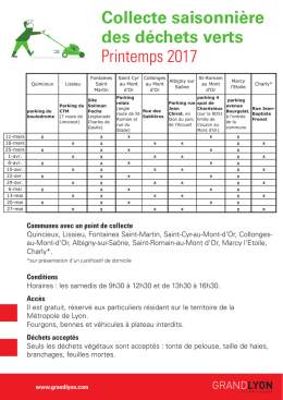 Planning de la collecte saisonnière des déchets verts
