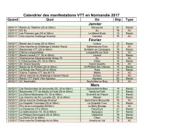 Calendrier manifestations 2017 - VTT