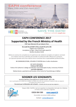 EAPH CONFERENCE 2017 Supported by the French Ministry of