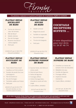 D&eacute;couvrez nos 5 plateaux du mois de Mars 2017