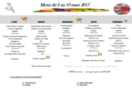 Menu du 6 au 10 mars 2017