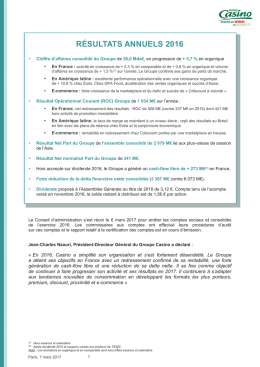 résultats annuels 2016