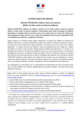 COMMUNIQUÉ DE PRESSE Marisol TOURAINE renforce encore