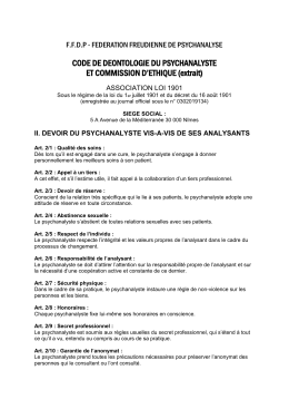 + Code de d&eacute;ontologie