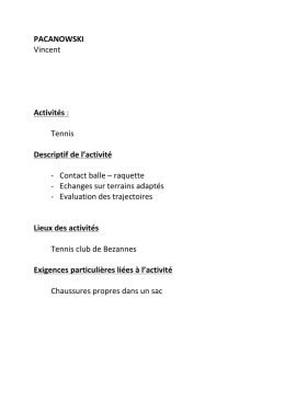 PACANOWSKI Vincent Activit&eacute;s