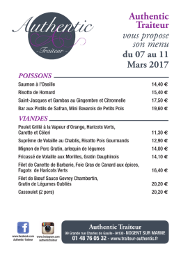 du 07/03 au 11/03 - Authentic Traiteur
