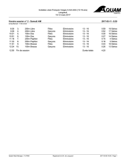 Horaire samedi pr&eacute;liminaires