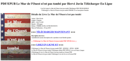 PDF/EPUB Le Mur de lOuest nest pas tomb&eacute; par