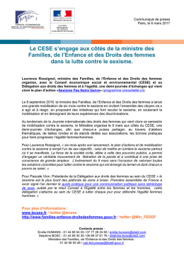 Le CESE s`engage aux côtés de la ministre des Familles, de l