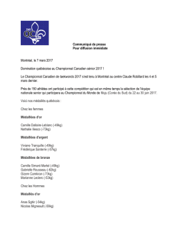 Communiqué de presse Pour diffusion immédiate Montréal, le 7