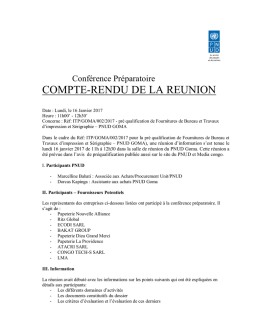 compte-rendu de la reunion - UNDP | Procurement Notices