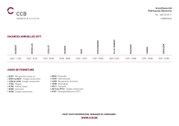 WWW.CCB.BE VACANCES ANNUELLES 2017 JOURS DE