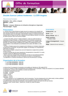Double licence Lettres modernes - LLCER Anglais