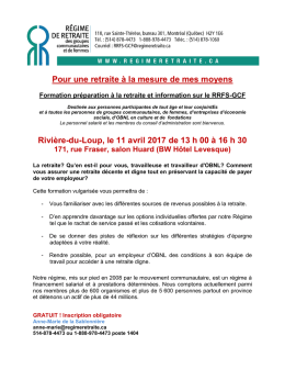 détails et inscriptions - Régime de retraite des groupes