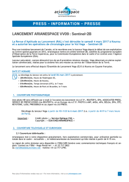 PRESSE LANCEMENT ARIANESPACE VV09 : Sentinel-2B