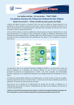 Les plates-formes de l`Internet Industriel des Objets - ISA