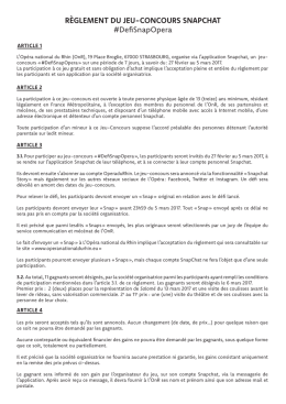 RèGLEMENT DU JEU-CONCOURS SNAPCHAT #DefiSnapOpera