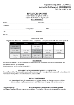 bulletin d`inscription espace nautique Léo Lagrange