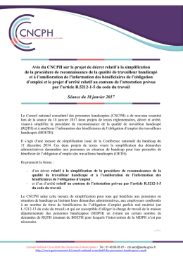 Avis du CNCPH sur le projet de d&eacute;cret relatif &agrave; la