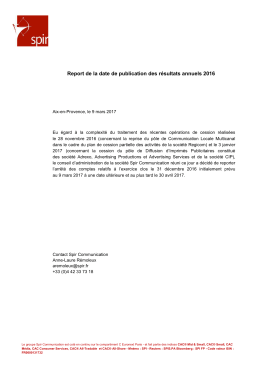 (Communiqué Spir Communication - Report d_arrêté des Comptes