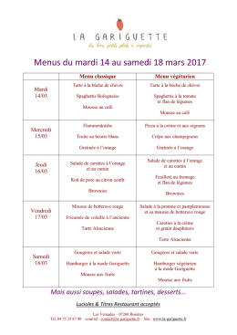 Télécharger le menu de la semaine