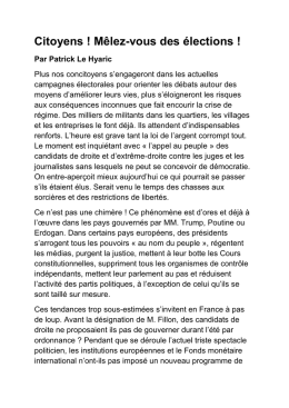 Citoyens ! Mêlez-vous des élections