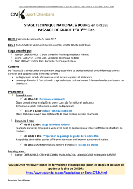 STAGE TECHNIQUE NATIONAL &agrave; BOURG en BRESSE