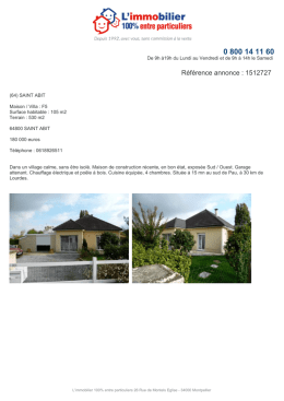 R&eacute;f&eacute;rence annonce : 1512727 - L`immobilier 100% entre Particuliers