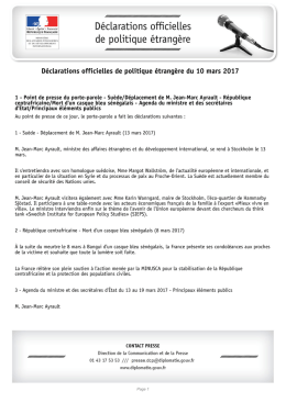 Déclarations officielles de politique étrangère du 10 mars 2017