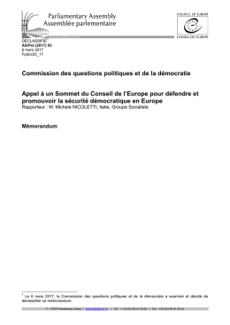 M&eacute;morandum - Conseil de l`Europe