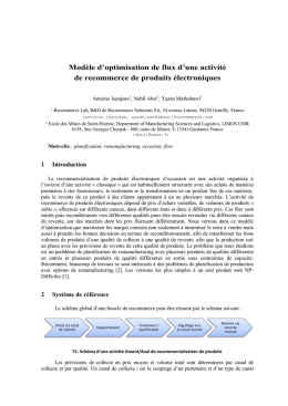 Mod&egrave;le d`optimisation de flux d`une activit&eacute; de