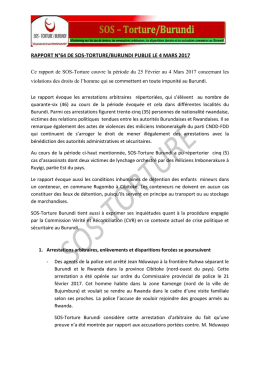 rapport n&deg;64 de sos-torture/burundi publie le 4 mars 2017