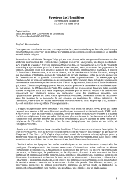Spectres de l`&eacute;rudition