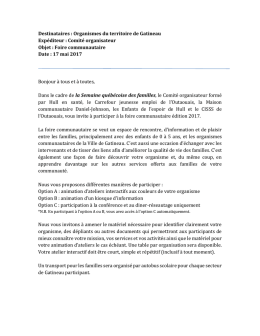 Foire communautaire Date : 17 ma