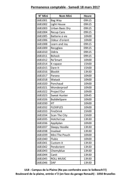 l`horaire suivant