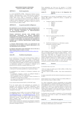 REGLEMENT DE JEU CONCOURS Concours La Belle et la B&ecirc;te n