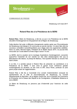 Roland Ries élu à la Présidence de la SERS