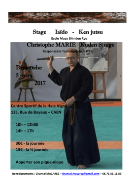 Stage Ia&iuml;do - Ken jutsu Christophe MARIE Kuden Shugo Dimanche