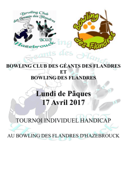 Tournoi BCGF 17 Avril - G&eacute;g&eacute; Le Site du bowling