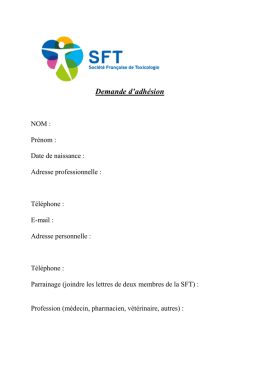formulaire d`adhésion - Société Française de Toxicologie