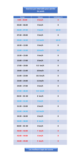 Exercice par intervalle pour perdre du poids Les meilleurs tapis de