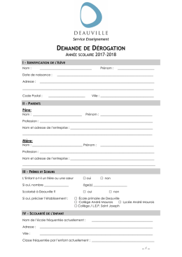 la demande de d&eacute;rogation