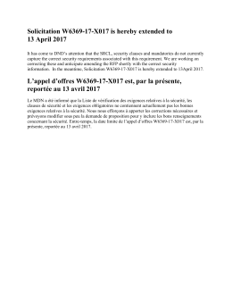 Solicitation W6369-17-X017 is hereby extended