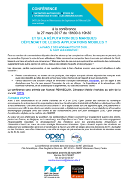 le 27 mars 2017 &agrave; 18h00 &agrave; une conf&eacute;rence sur : &agrave; la conf&eacute;rence le