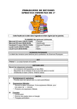 programme de revision - Saint Fran&ccedil;ois Xavier