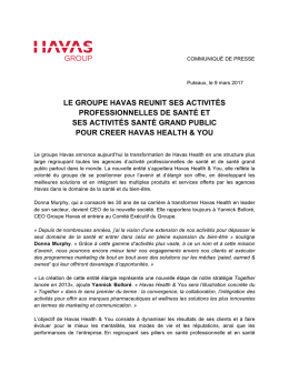 le groupe havas reunit ses activit&eacute;s professionnelles de sant&eacute; et ses