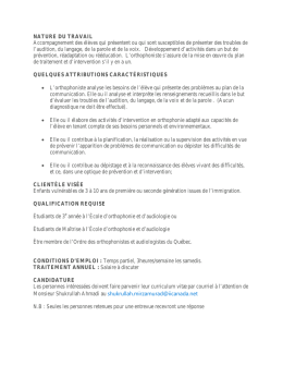 Pour plus d`information - &Eacute;cole d`orthophonie et d`audiologie