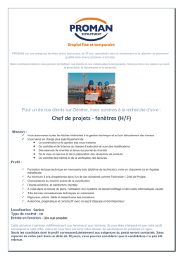 Chef de projets - fen&ecirc;tres (H/F)