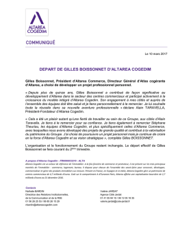 DEPART DE GILLES BOISSONNET D`ALTAREA COGEDIM