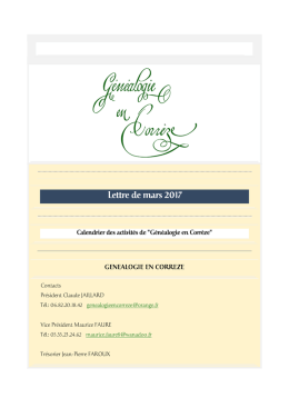 Lettre de mars 2017 - G&eacute;n&eacute;alogie en Corr&egrave;ze